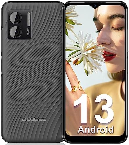 DOOGEE N50 Mobile Phones Sim Free Unlocked, Android 13 Smartphone, 128GB ROM+15GB RAM, Octa Core, 50MP Camera, 6.52" HD+ Waterdrop Screen, 4G Dual Sim Mobile Phone, 4200mAh, Fingerprint/Face Unlock