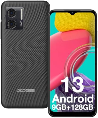 DOOGEE N50S(2024) Mobile Phones SIM Free Unlocked, Android 13 Smartphone, 9GB+128GB/1TB, Octa-Core, 20MP+8MP, 6.52 inch HD+ IPS Screen, 4200mAh, 4G Dual Sim Free Unlocked UK, GPS/Face Unlock - Black