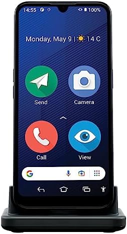 Doro 8200 4G Unlocked Smartphone for Seniors - Easy Mobile Phone - 16MP Camera - Water-resistant Android Phone - 6.1" Display - Assistance Button with GPS - Charging Cradle [UK & Irish Version] (Blue)