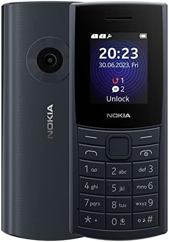 Nokia 110 4G Feature Phone with 4G, Camera, Bluetooth, FM radio, MP3 player, MicroSD, Long-Lasting Battery, and Pre-loaded Games, Dual Sim - Blue